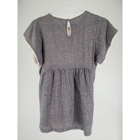 THML Anthropologie Sz XS Short Flutter Sleeve Boho Blouse Top Stripe Tassel Trim - Picture 4 of 10